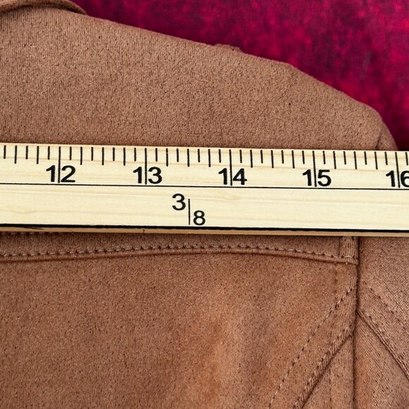 FAUX SUEDE WOMENS BROWN JACKET MOTO ZIPPER, 2 ZIPPER POCKETS SIZE  M - Picture 6 of 10